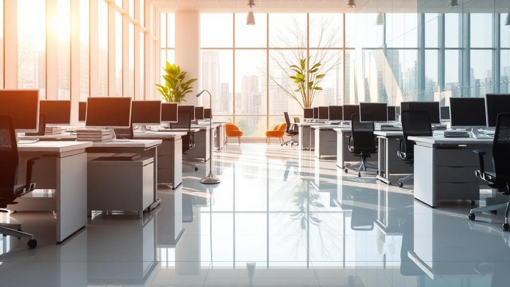 Bright organized office after commercial cleaning