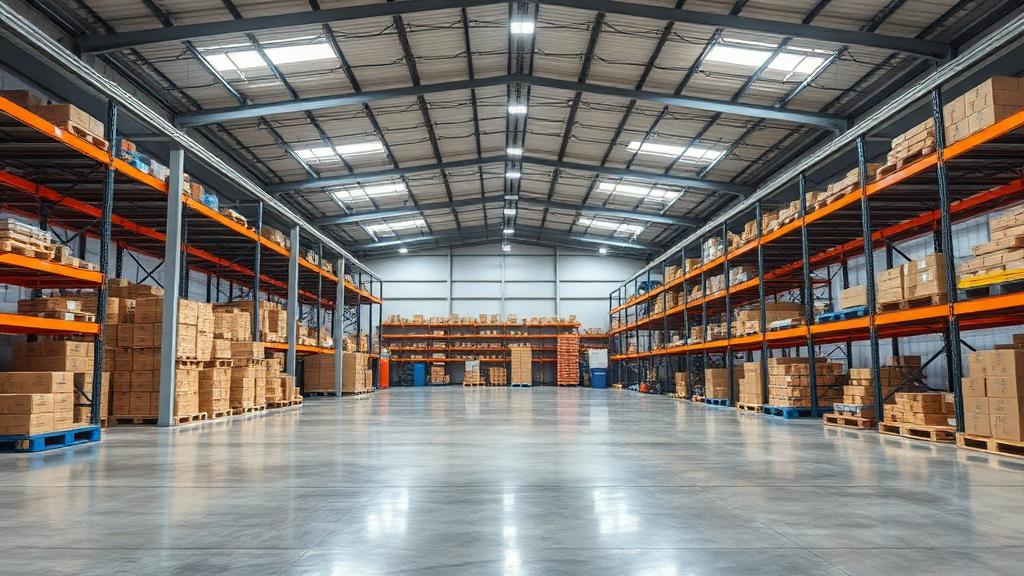 Clean polished warehouse floor